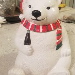 Polor Bear Cookie Jar Porcelain. Coca- Cola