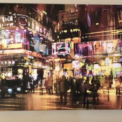 Lights downtown canvas painting picture