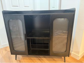Wine Cabinet / Bar Cart  Wood with LED Lights and Outlets