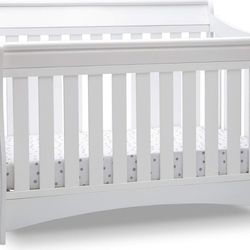 Delta Children Bentley S Series Deluxe 6-in-1 Convertible Crib, Bianca White