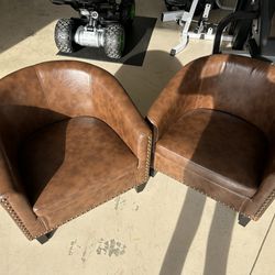 Leather Tufted Barrel Chair