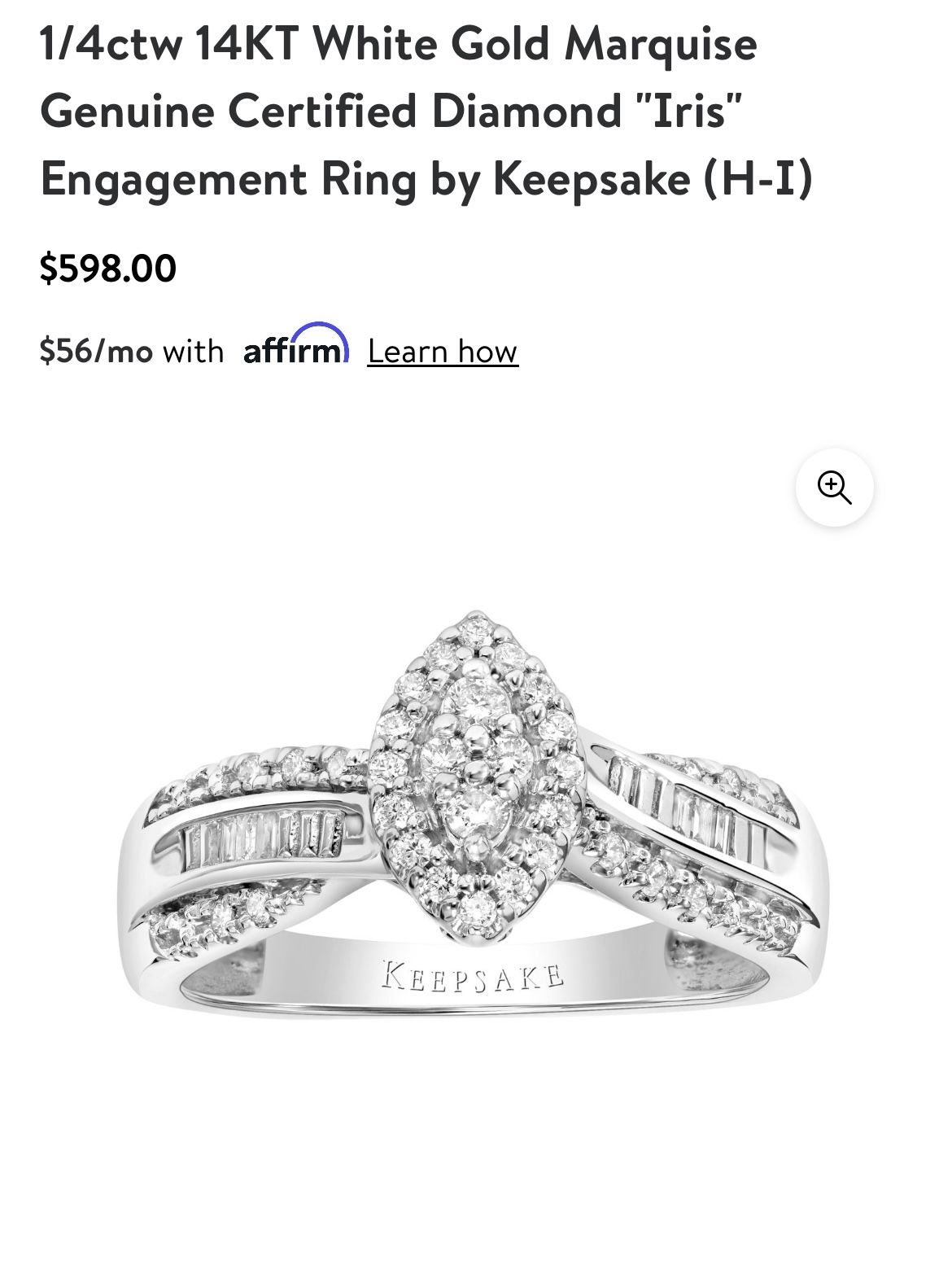 Keepsake Diamond Ring Size 7