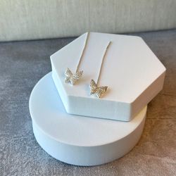 925 sterling silver zircon Butterflies earrings