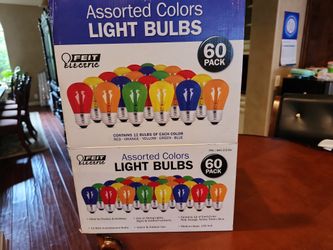 Assorted Multi Colors Light Bulbs 60 Pack