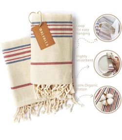 New in box Turkish Hand Towel Set of 2 (19 x 39) Decorative Your