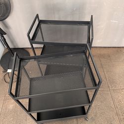 Set of two metal roller carts