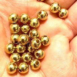 Brass Colored 6mm Beads 60pc