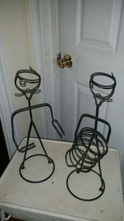 Wine rack holder "bottle/cups", metal/ botella/copas