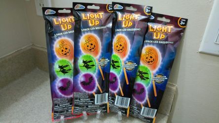 4 Packs of Light Up 3 Pack Led Halloween Balloons With 3 Wands