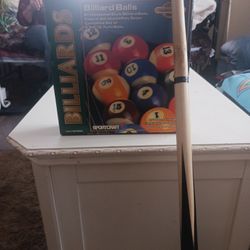 Billard Balls And Cue