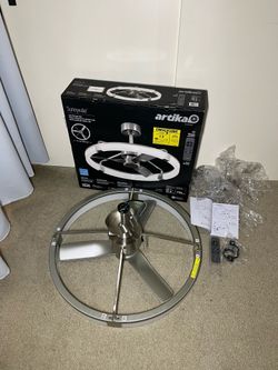 Want to cool off? Chandelier with fan, just assembled, Artika Sunnyvale 28” with remote.