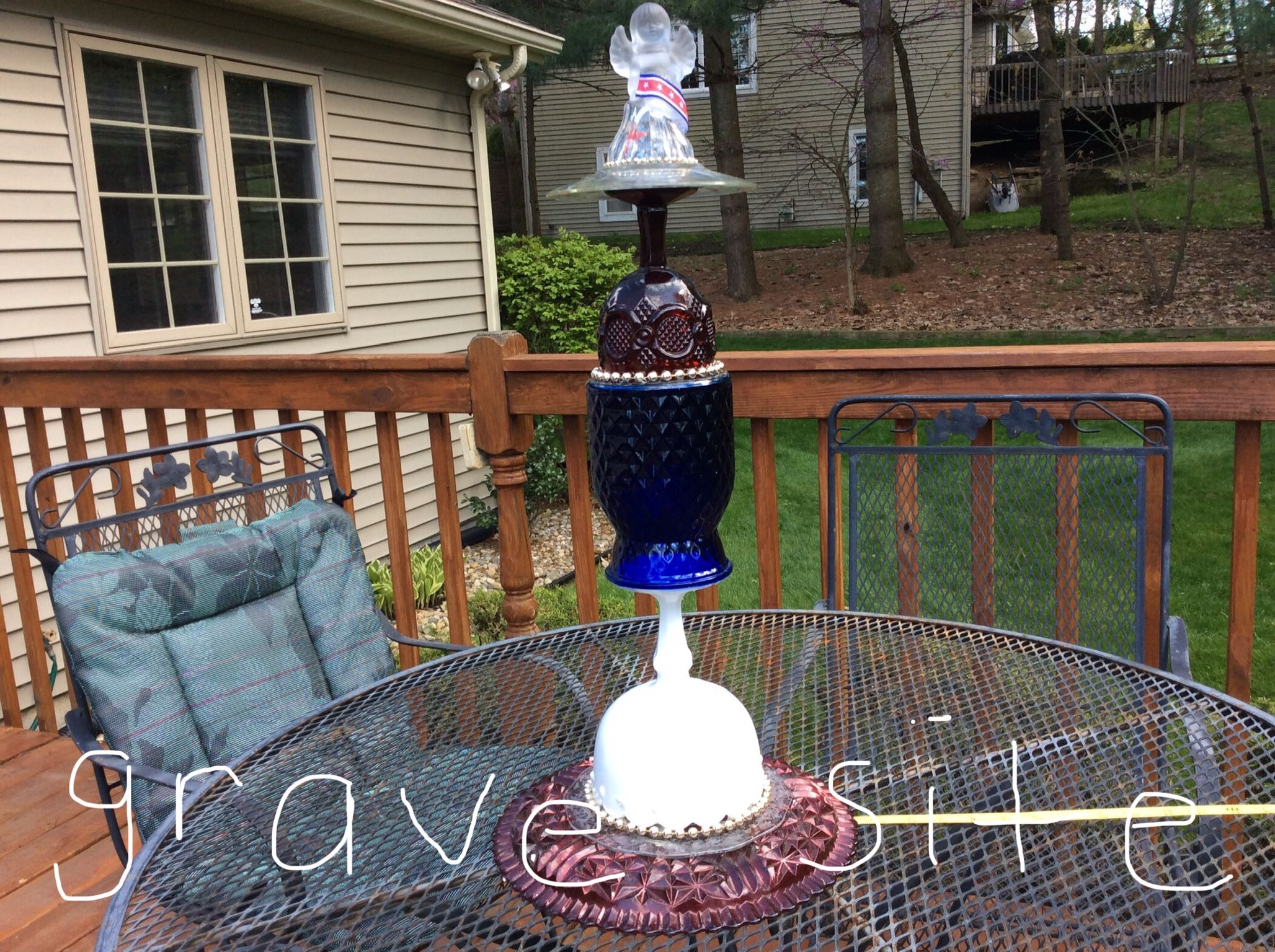 Memorial Day/ Grave Site Glass Angel On Top