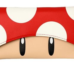 Bioworld Super Mario Red Mushroom design Juniors Flap Women's Tri-fold Wallet