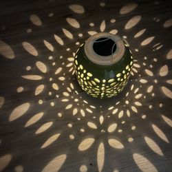 Holiday Christmas Solar Led Ceramic Lantern 