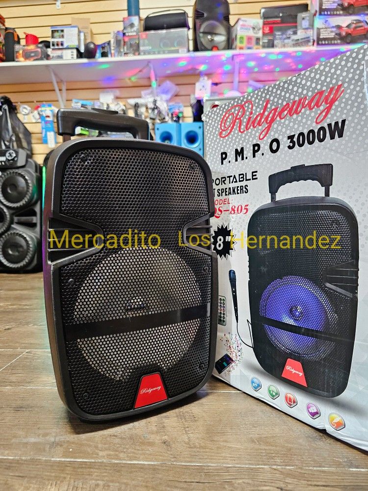 Portable Bluetooth Speaker Karaoke 🎶8" Woofer - SUPER BASS 🎶NEW 2025 - AMAZING SOUND - USB / AUX/ SD CARD
