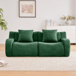 Chico 83" Teddy Fabric Loveseat Sofa with Streamlined Design and Pillows
