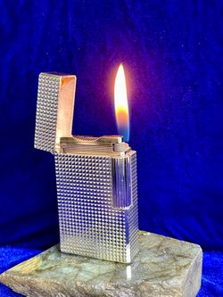 Vintage Large Silver ST DuPont Lighter Mint Condition Works 1 Year Warranty