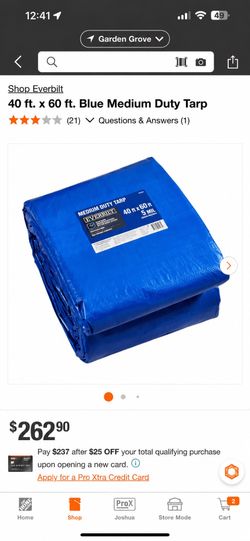 Everbilt 40 ft. x 60 ft. Blue Medium Duty Tarp SOLD AS IS .