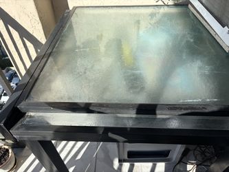 Dining table expandable tempered glass with metal frame