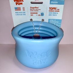 WEST PAW Puzzle Toppl for Moderate Chewers Hides Treats Blue Size L