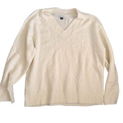 American Eagle White Crewneck Pullover Sweater Women’s Medium