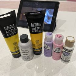 Set of Six Acrylic Paints – Used One Time