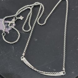 David Yurman Silver And Diamond Chain 18 Inches Can Be Changed Length By Clasp 