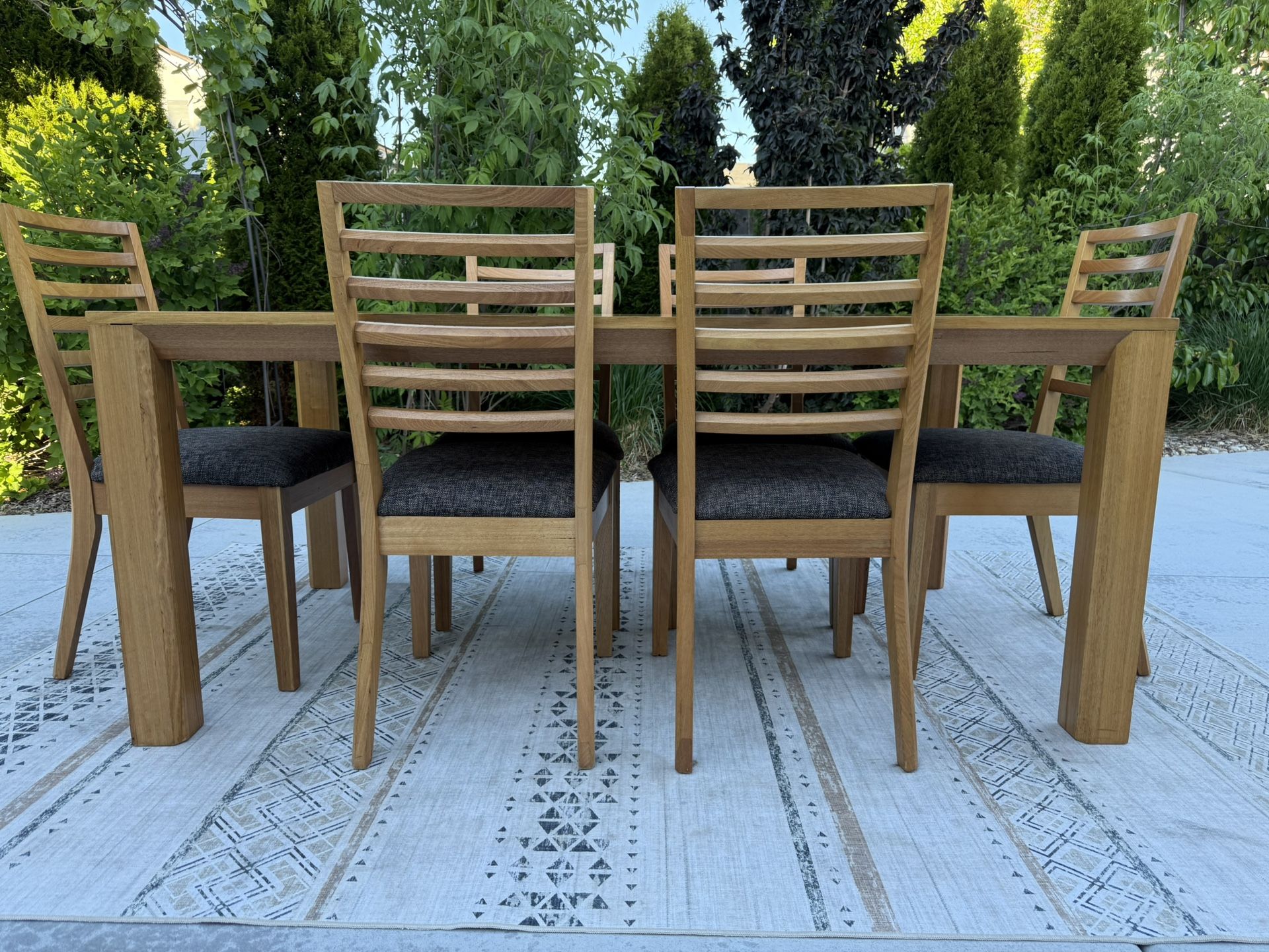 (Free Delivery) 7 Piece Solid Tiger Oak Wood Dining Set!