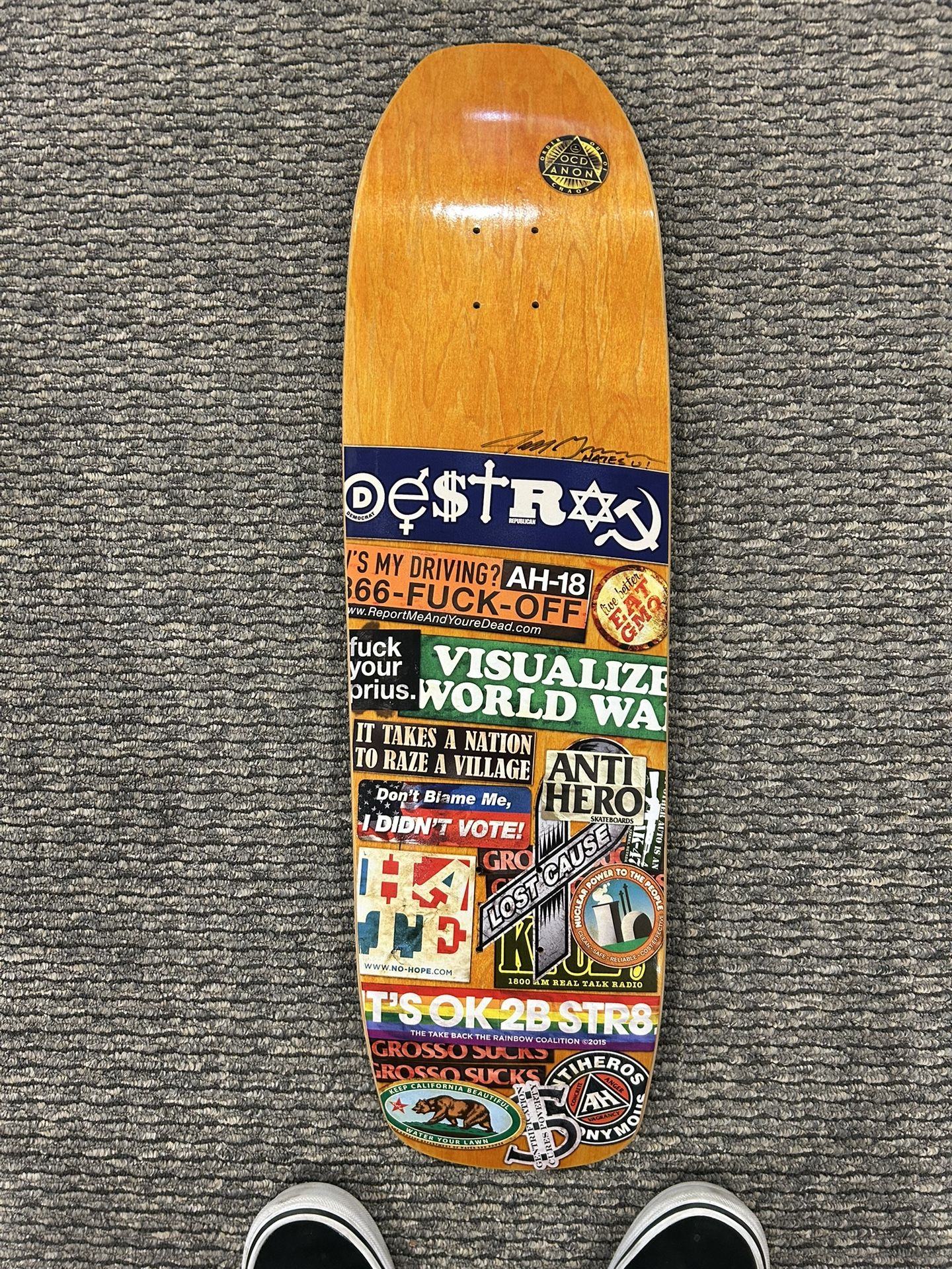 Jeff Grosso Autographed Anti hero Skateboard Deck