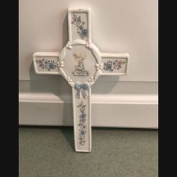 Precious Moments "This day has been made in Heaven Porcelain Keepsake Cross Baby Boy 1992