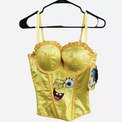 Pantaloni quadrati SpongeBob nuovi con etichette corsetto bustier costume  Hallow