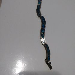 Silver Turquoise Bracelet Length Seven And A Half By Half Inch