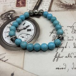 Chrome Hearts bracelet in turquoise beads and silver