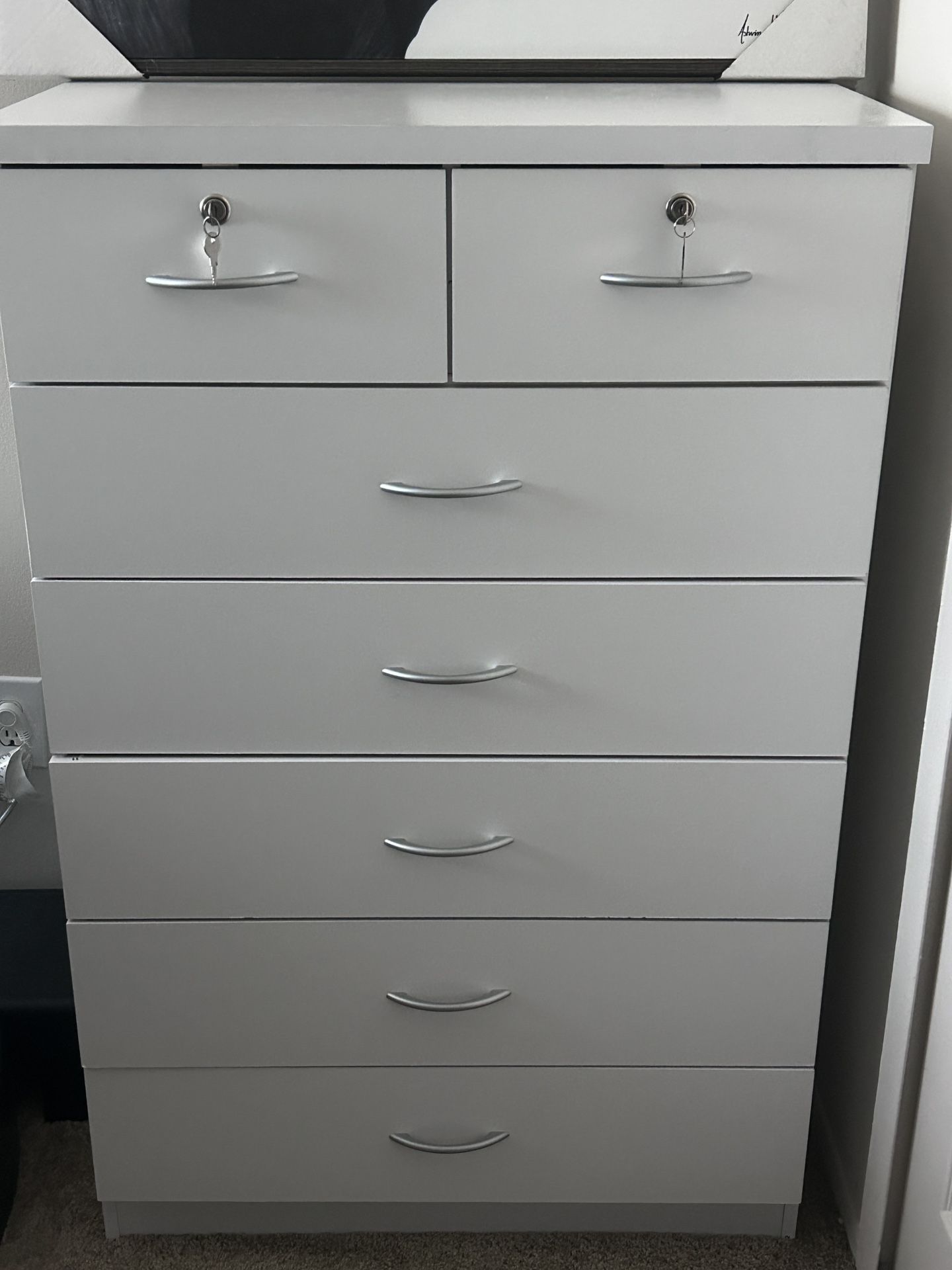White Dresser – 8 Drawers (2 Lockable) – Great Deal!