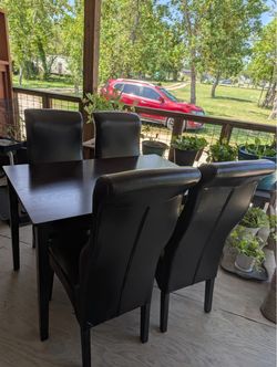 Dark Brown Dining Table with 4 Chairs