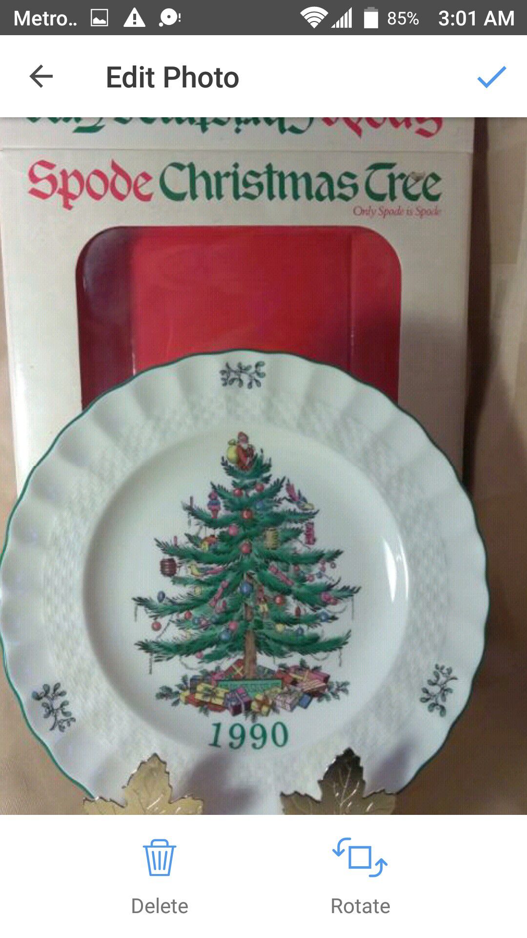 NEW 1990 Spode Christmas Collector Plate 2nd In Limited Edition Green Trim Made In England