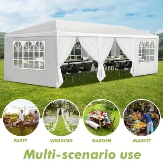 10x30 Party Tent, Heavy Duty Outdoor Tents for Parties, Wedding, Event, Large Canopy Tent with Walls, White Big Party Tents for Backyard, Garden, Wate