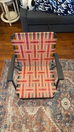 Two Metal Folding Lawn Chair with Woven Straps