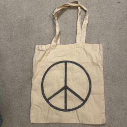Canvas Tote Bag with Peace Sign