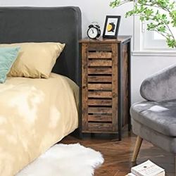 Side Cabinet with 2 Shelves and Louvered Door for Living Room, Hallway, Office, Bedroom and Kitchen.