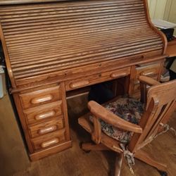 Oak Roll Top Desk