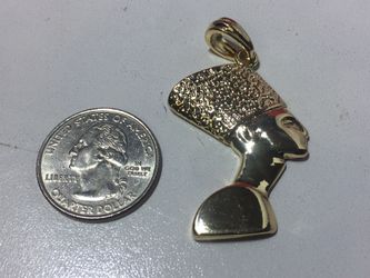Gold Plated Nefertiti Head Necklace Pendent Charm
