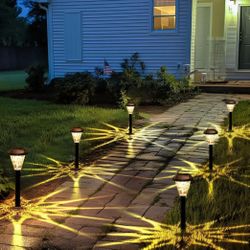 8 Pack Solar LED Pathway Lights warm white light