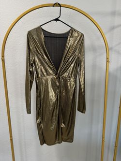 Beautiful Gold Mini Dress Low Front