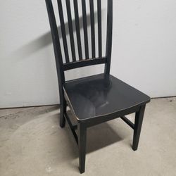Black Wood Dining Chair - Slat Back
