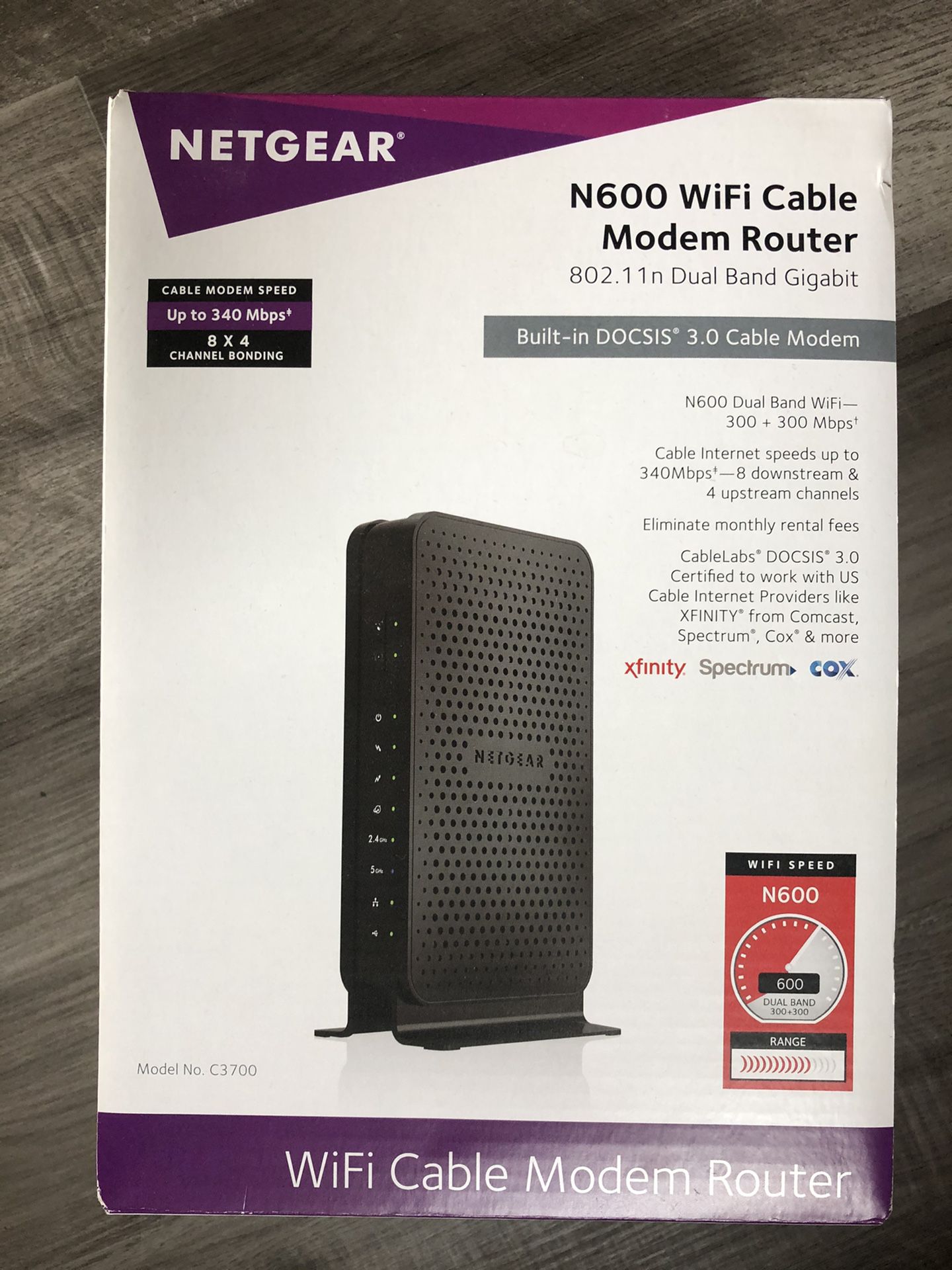 Netgear N600 WIFI Cable modem Router Model C3700