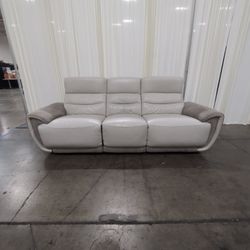 Prime Resource Int Two-Tone Leather Power Recliner Couch with Padded Backs