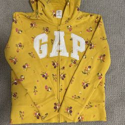 Yellow GAP Floral Zip-Up Hoodie with Hood