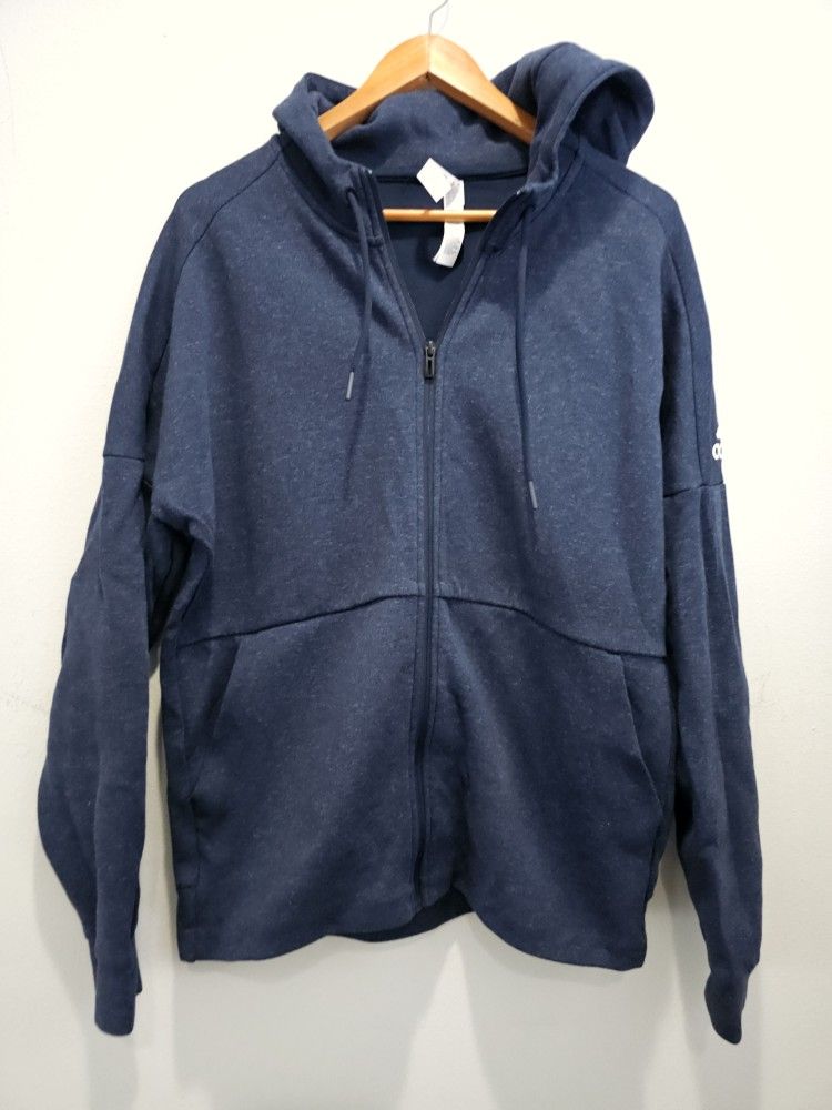 Man's Adidas Blue Sweater Jacket New Large