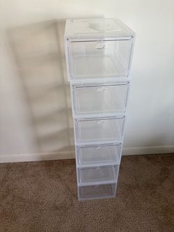 Sturdy Clear Shoe Organizer with Magnetic Door, Stackable Shoe Storage Box